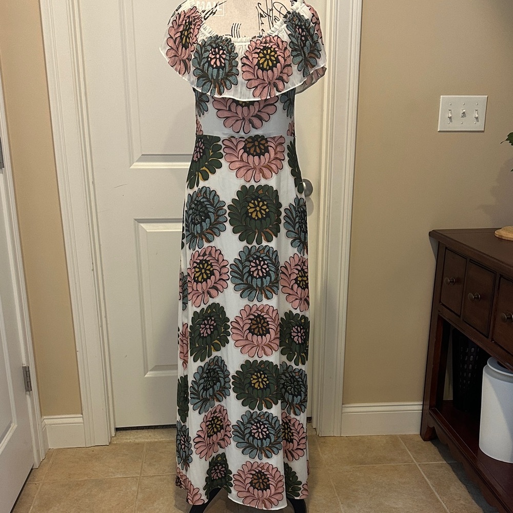 LOFT Floral Maxi Dress in Pink and Green